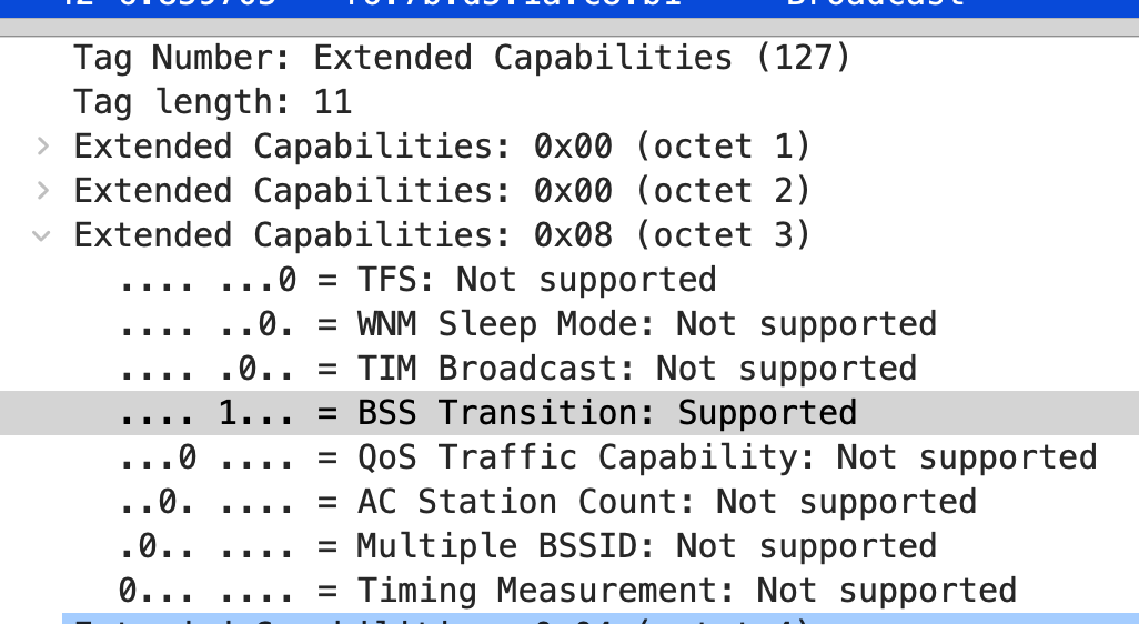 802.11v client support Probe Request