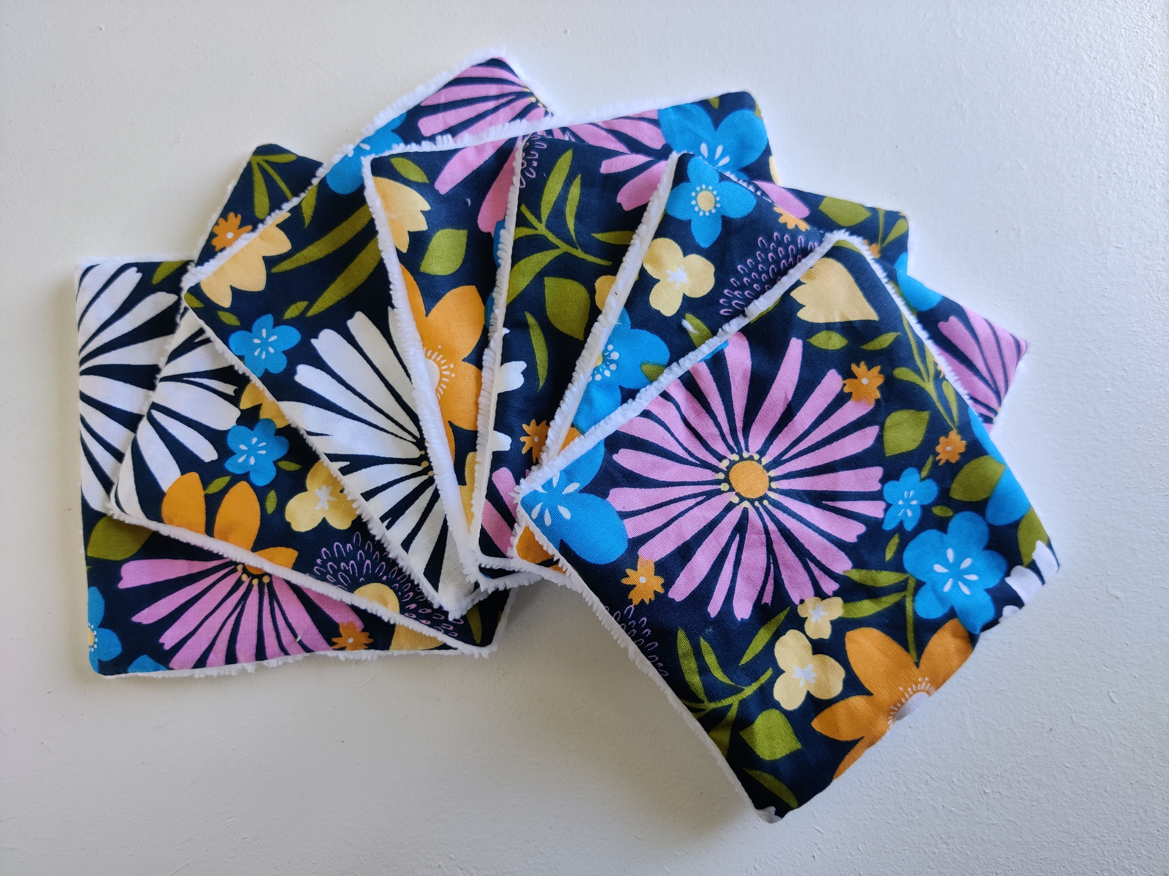 lingette coton lavable fleurs colorées