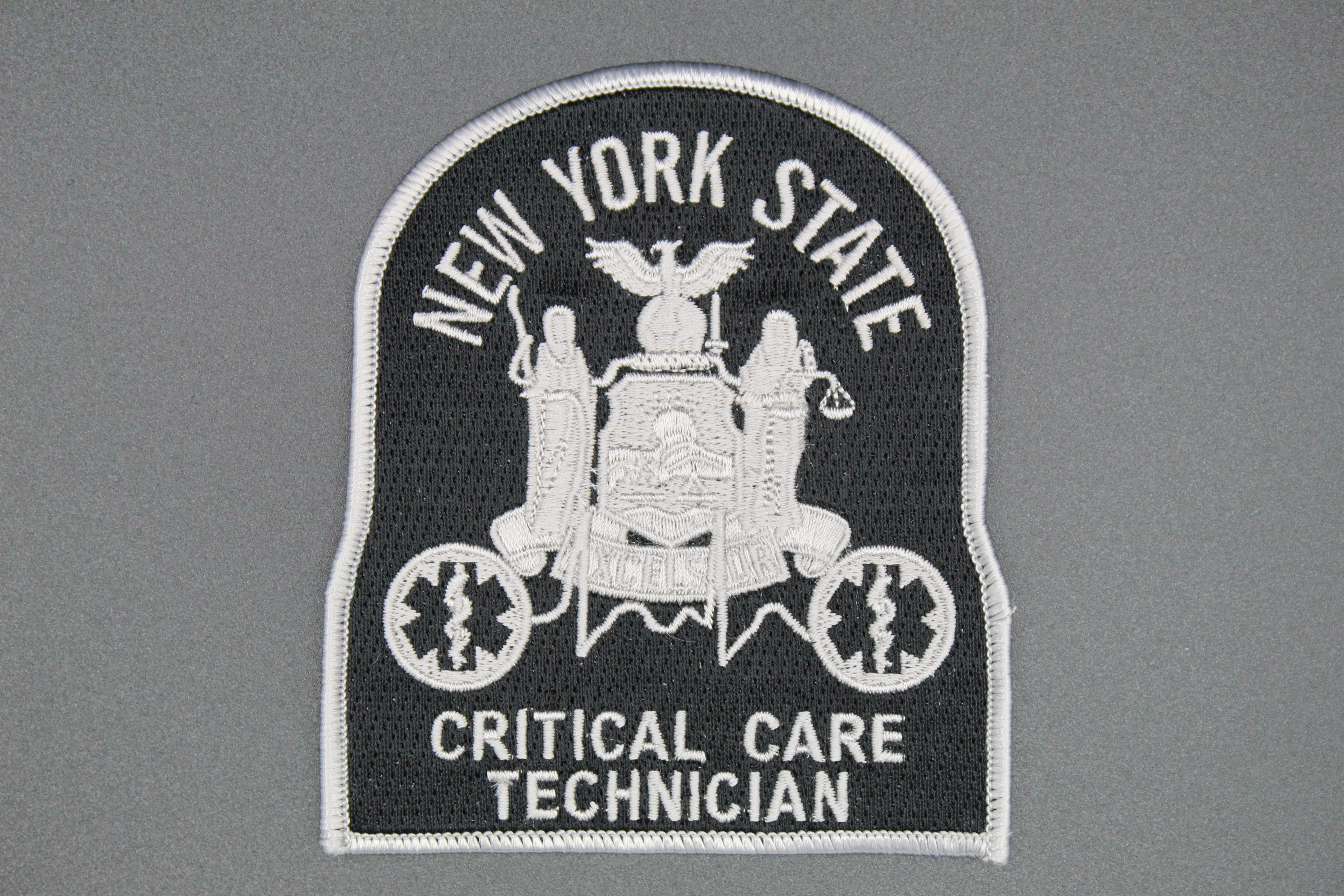 Critical care patch for NYS provider in black and silver 