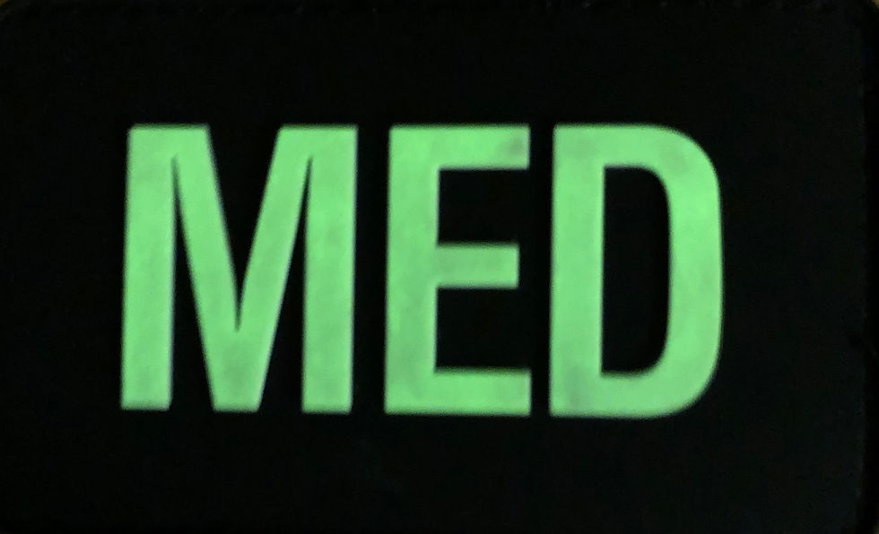 MED wording glows in the dark for easy find in low light areas