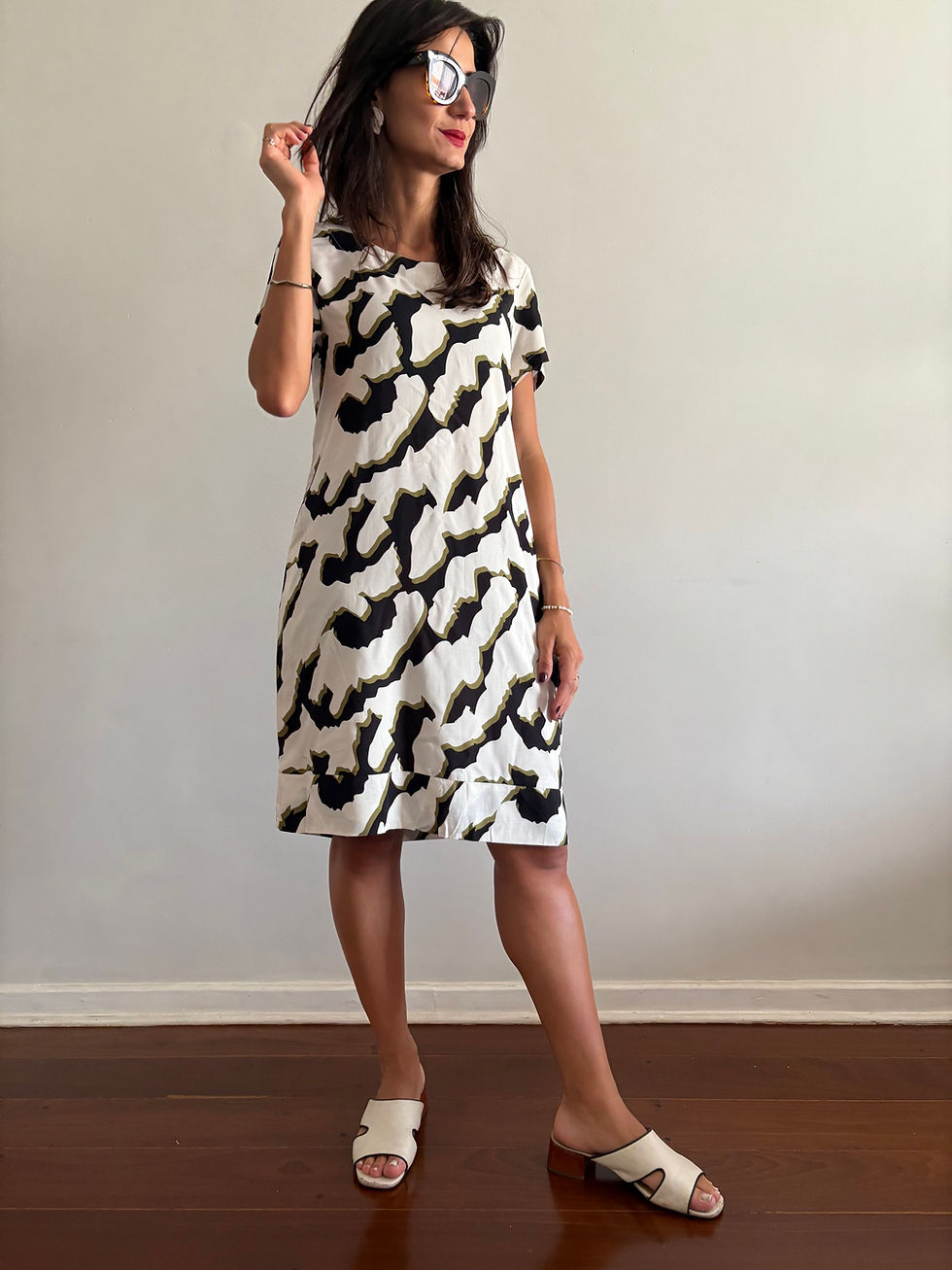 Miniatura: Vestido viscose preto e off 