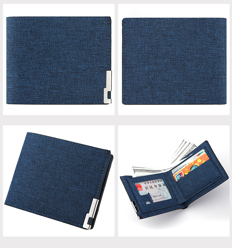 Miniatura: Men's Short PU Leather Wallet Simple Solid Color Fashion Thin Money Credit Card 