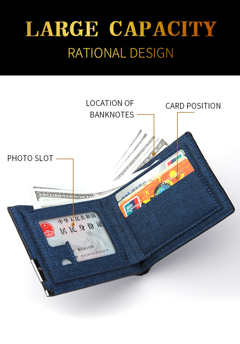 Miniatura: Men's Short PU Leather Wallet Simple Solid Color Fashion Thin Money Credit Card 