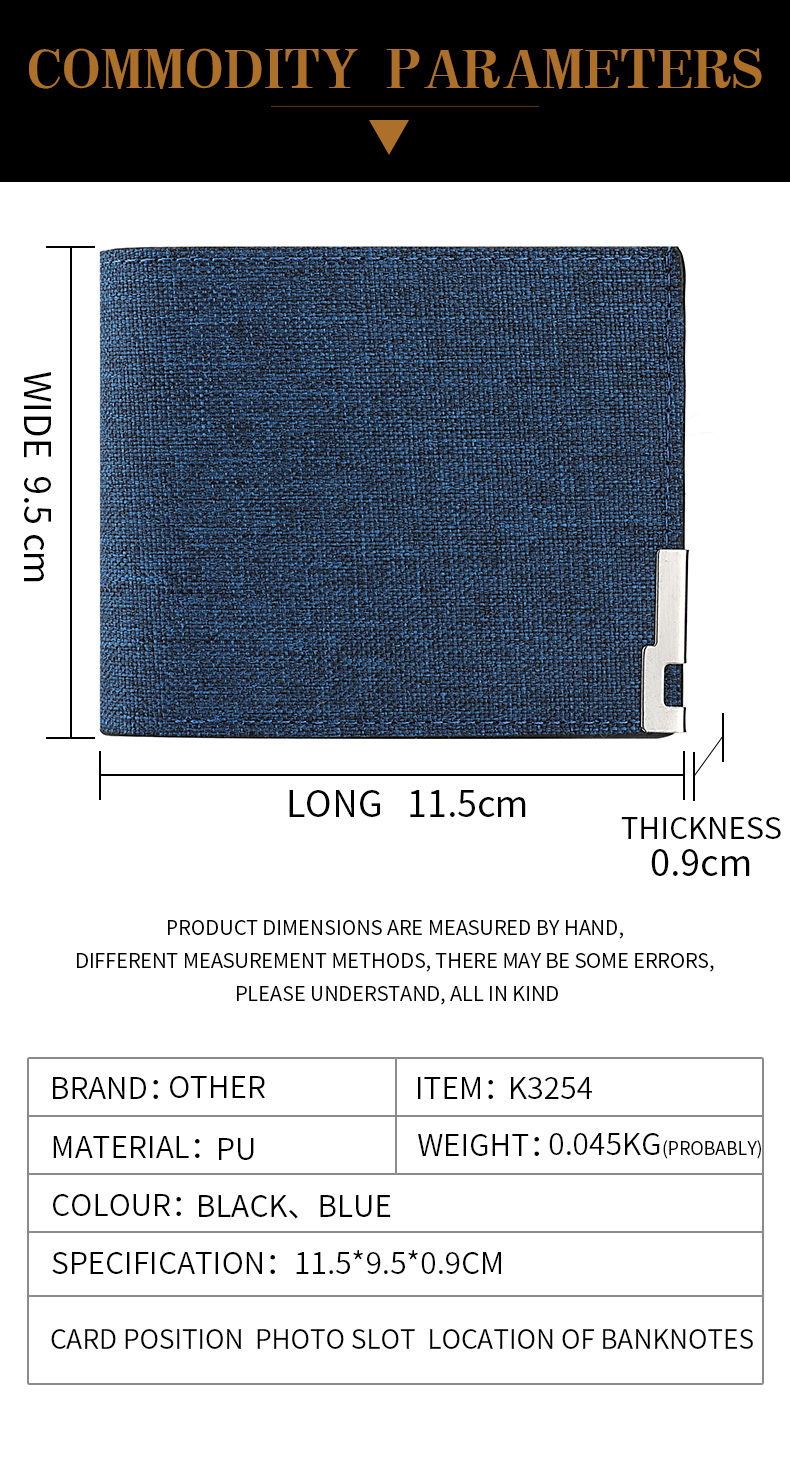 Miniatura: Men's Short PU Leather Wallet Simple Solid Color Fashion Thin Money Credit Card 