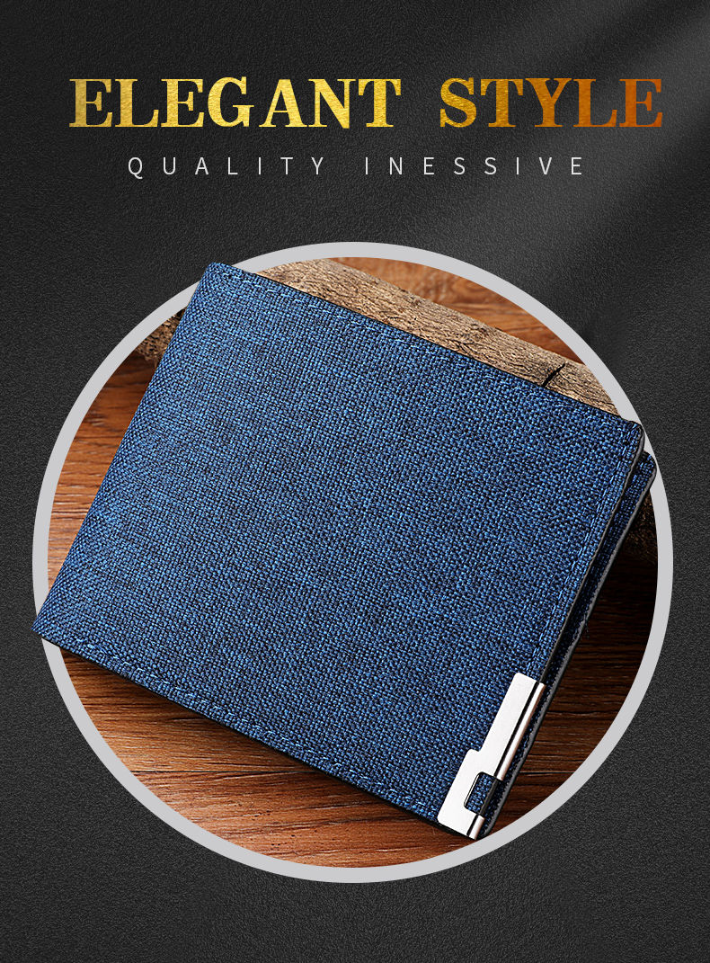Miniatura: Men's Short PU Leather Wallet Simple Solid Color Fashion Thin Money Credit Card 