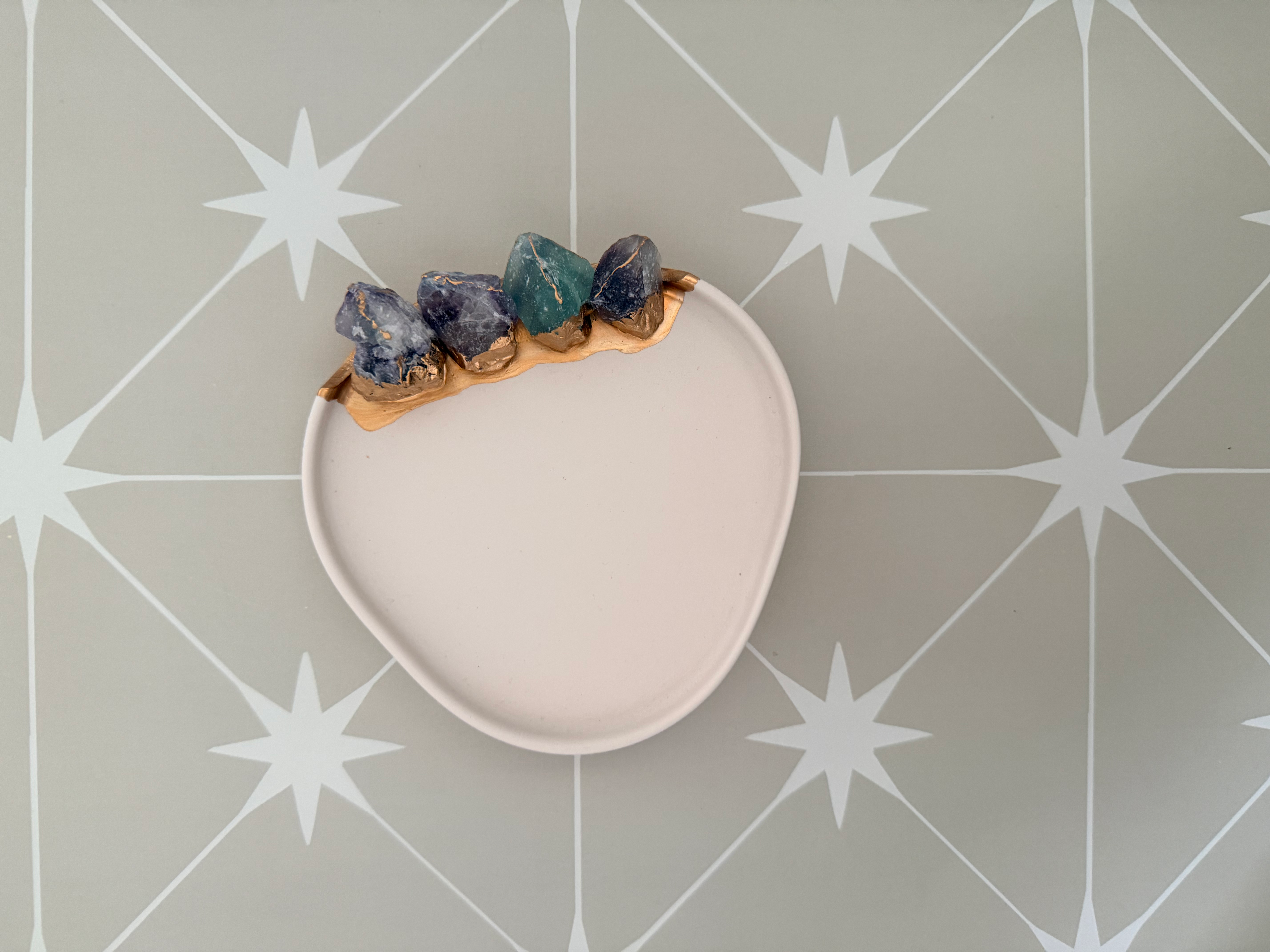Cashmere Tray with Rainbow Fluorite