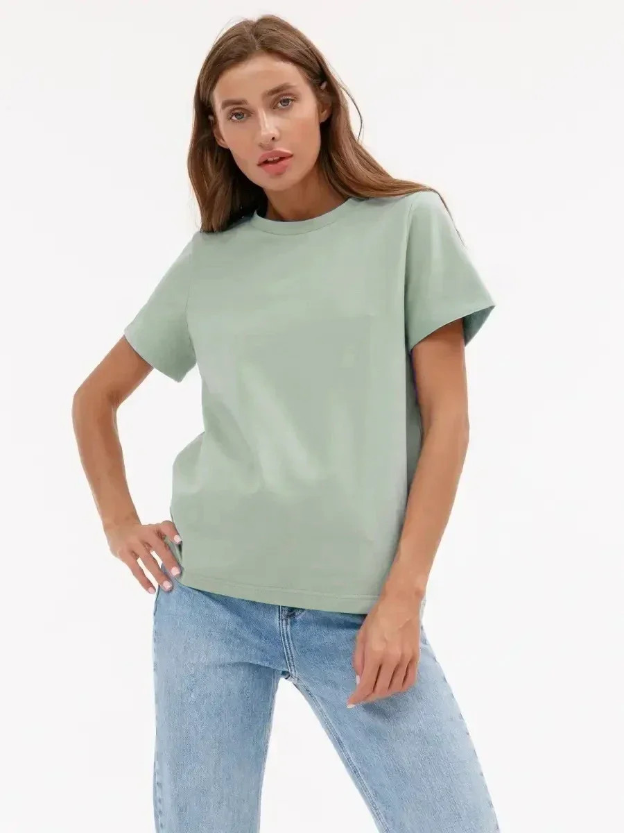 Miniatura: Bornladies Summer 100% Cotton Women's T-Shirt Bottoming Basic Fashionable Solid