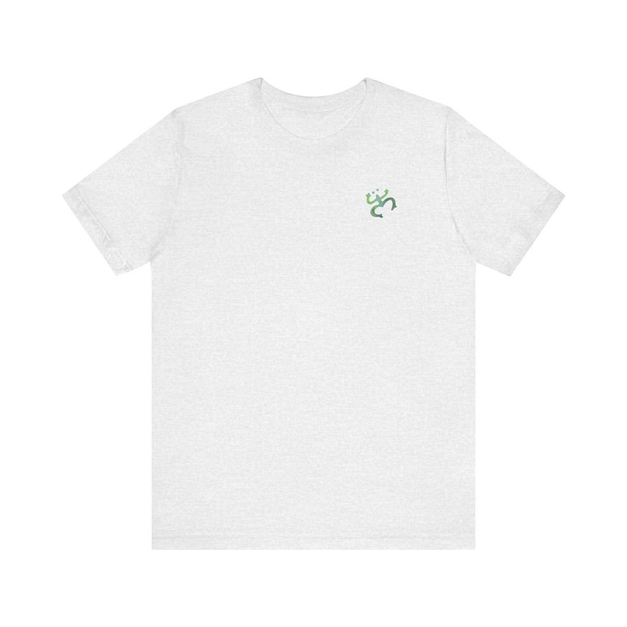 Grey t-shirt with small green frog design