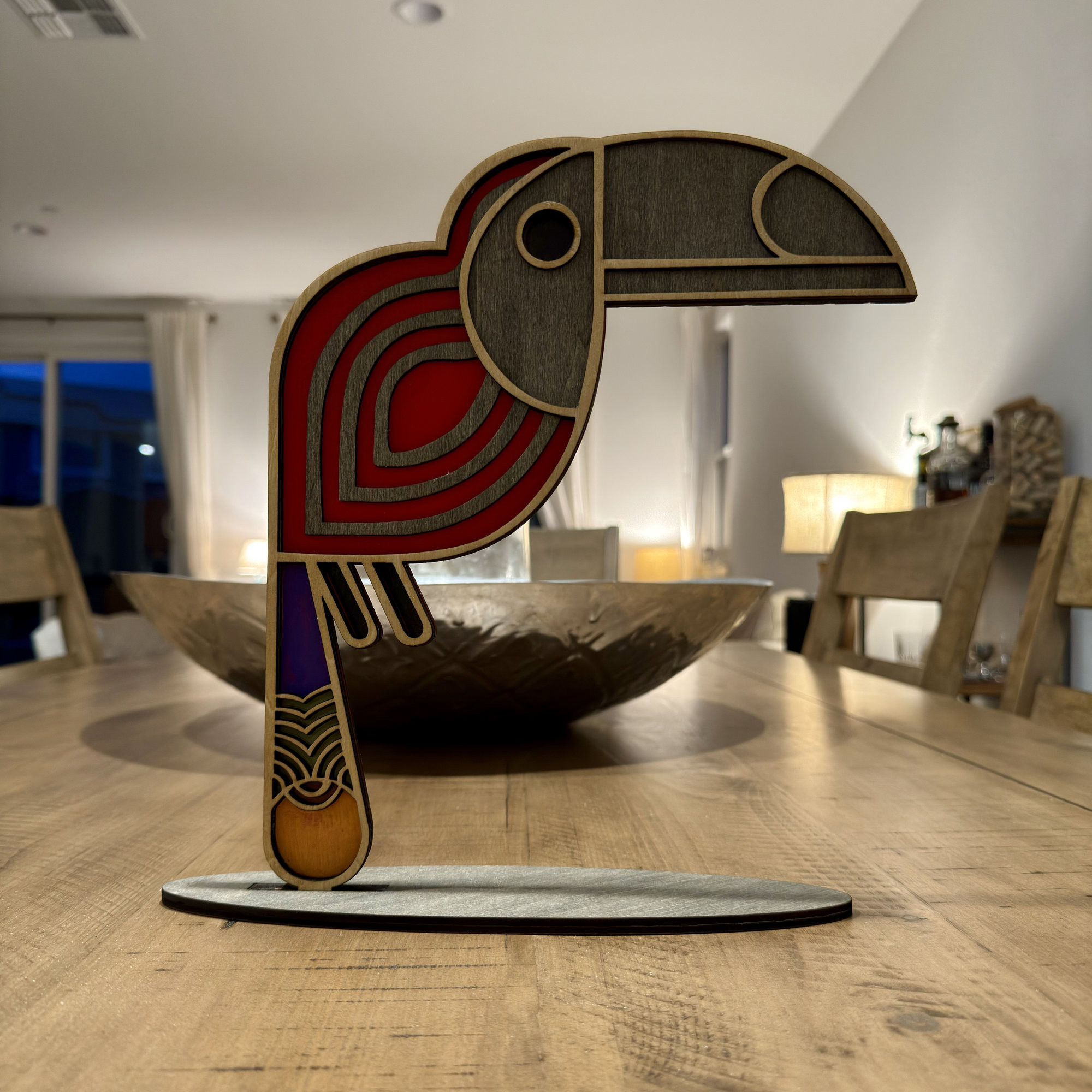 Modern Toucan Wood Art – Table Decor