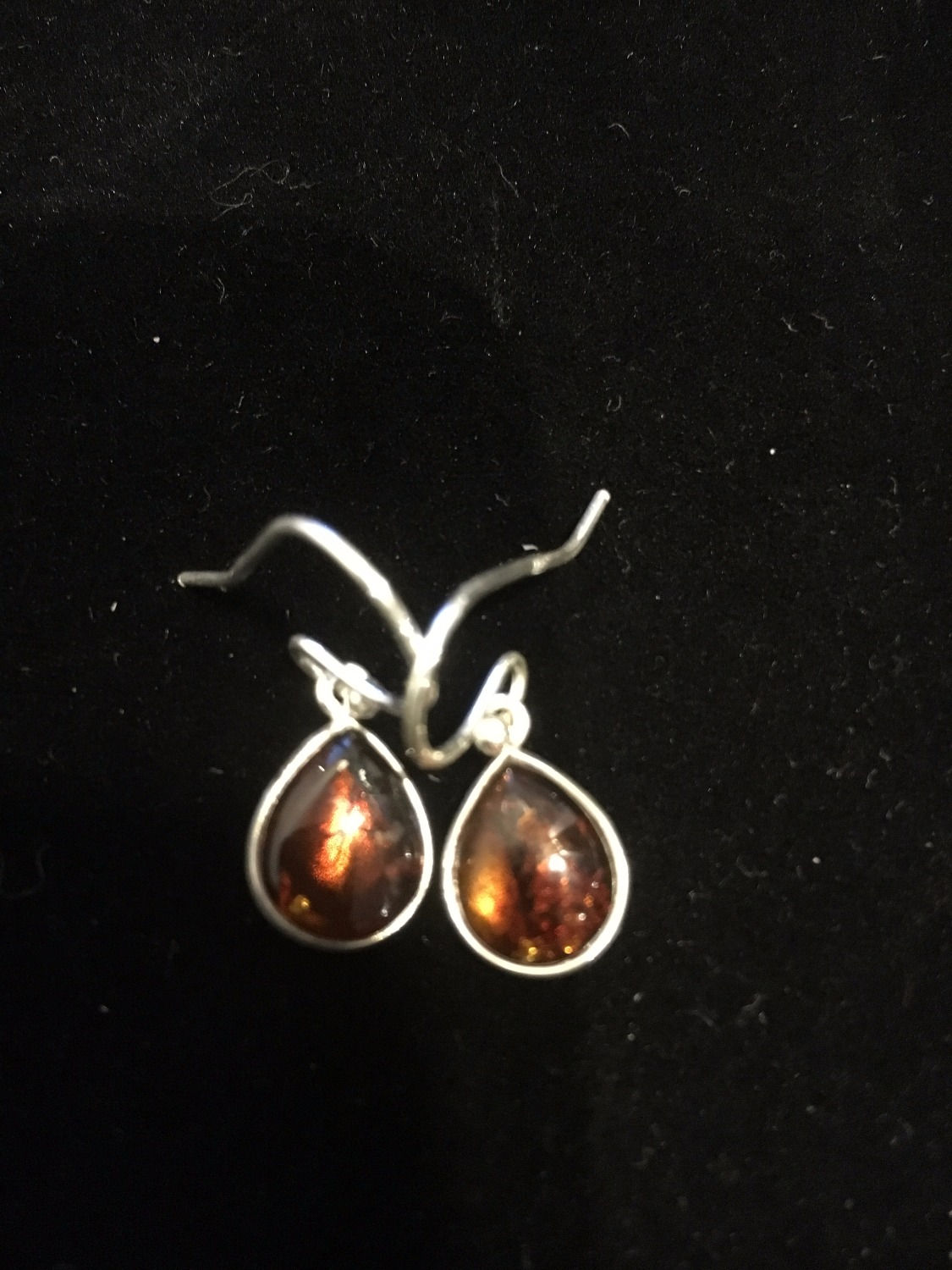 Amber Teardrop Sterling Silver Ear-rings