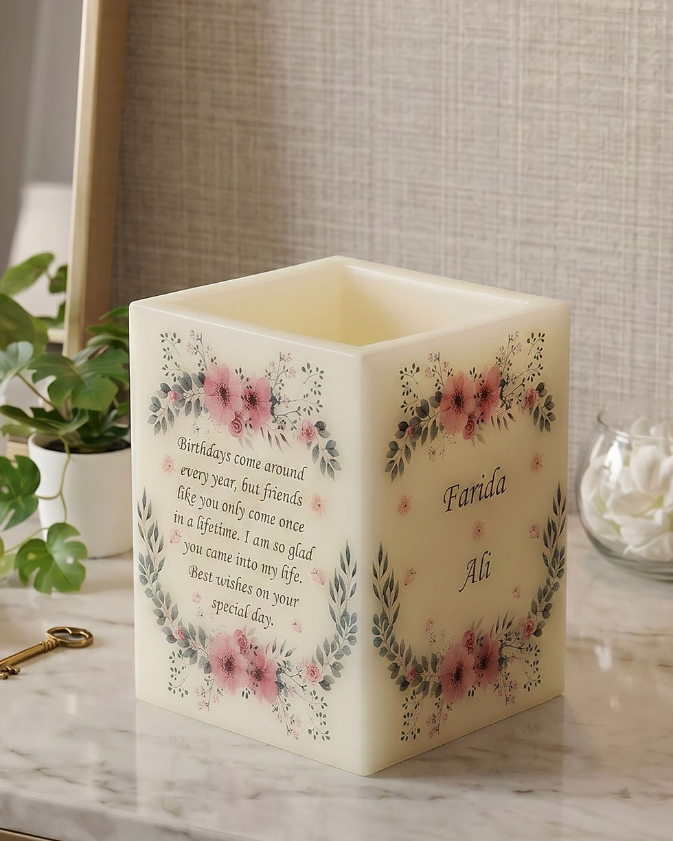 Thumbnail: eternal glow personalized candle floral frame luxury gift flameless LED maicandles