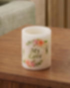 The Blush Wreath personalized flameless LED candle small size, daylight