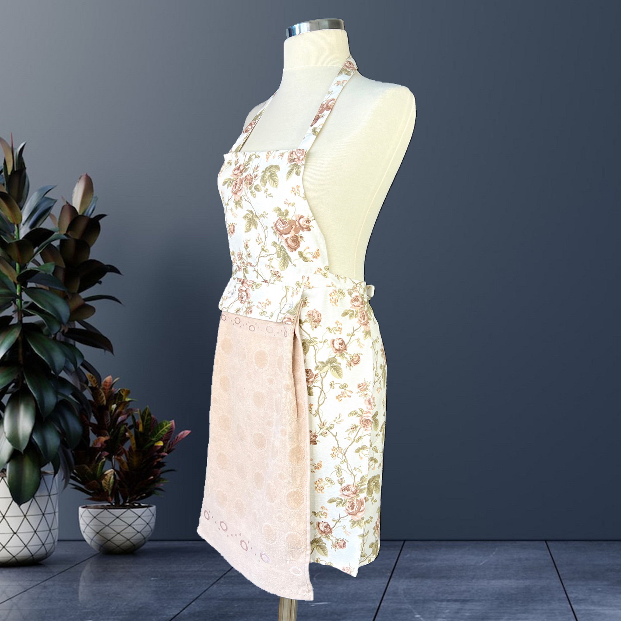 Kitchen Apron With A 100% Towel - Beige