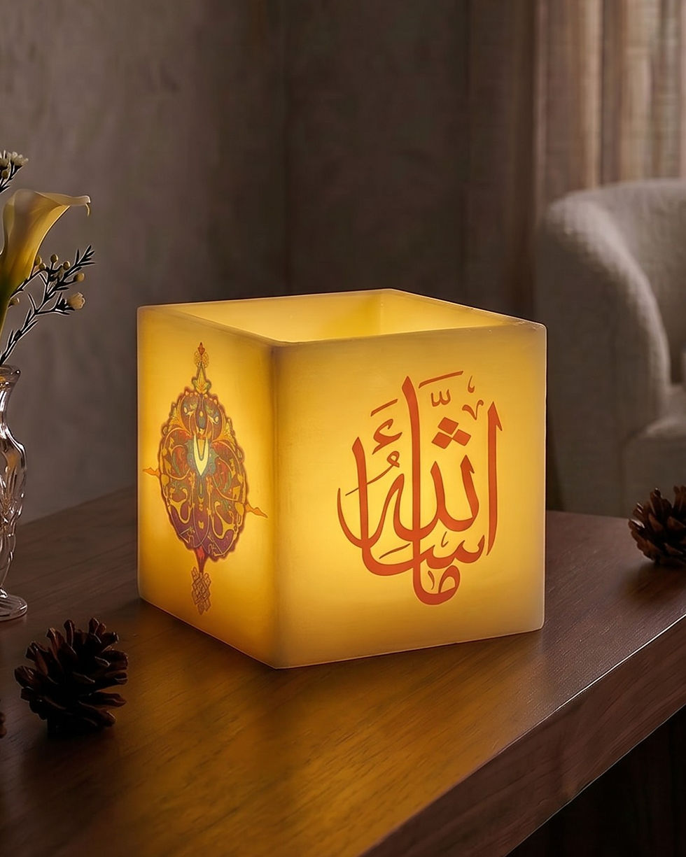 personalized islamic square candle masha allah allahu akbar flameless LED maicandles