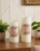 The Velvet Leaf personalized flameless LED candle set of 2 medium and large, daylight