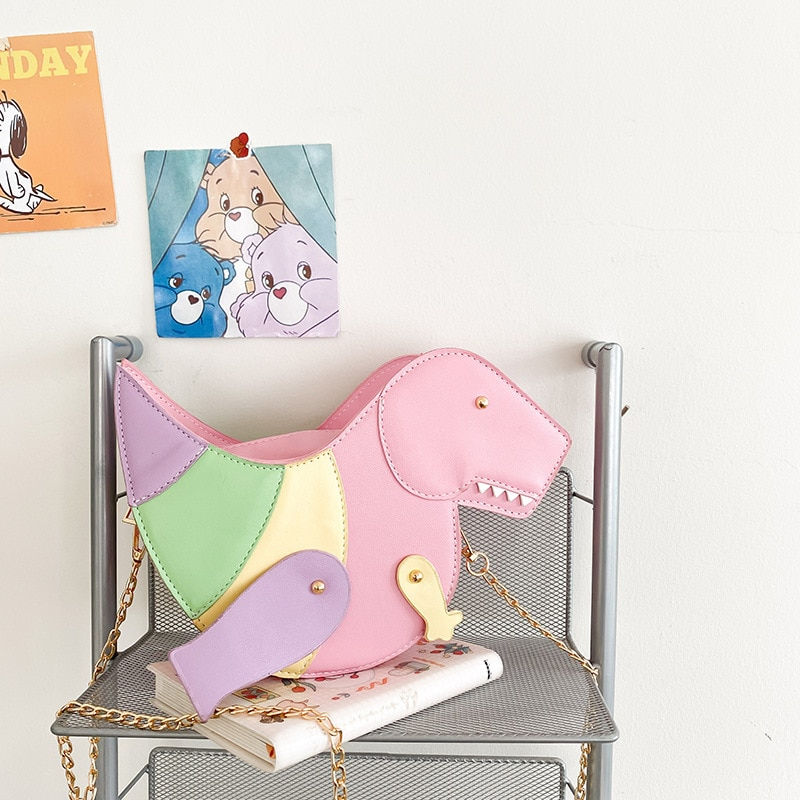 Thumbnail: Pastel Tabasaur Casual Messenger Bag PU Leather Mini Purse Handbags 