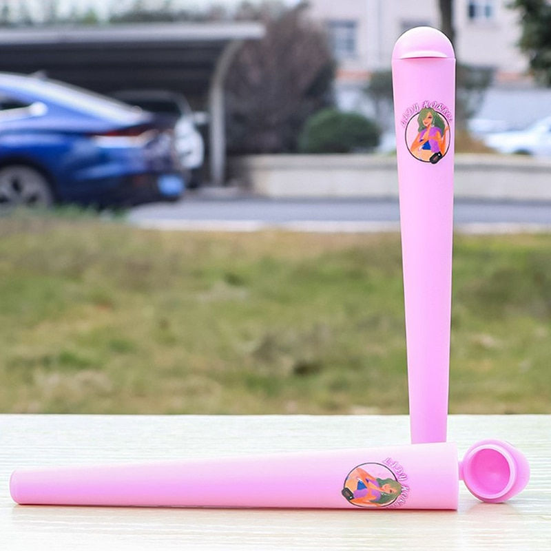 Thumbnail: 118mm Waterproof Airtight Cigarette Storage Container Cone Holder Pink Plastic