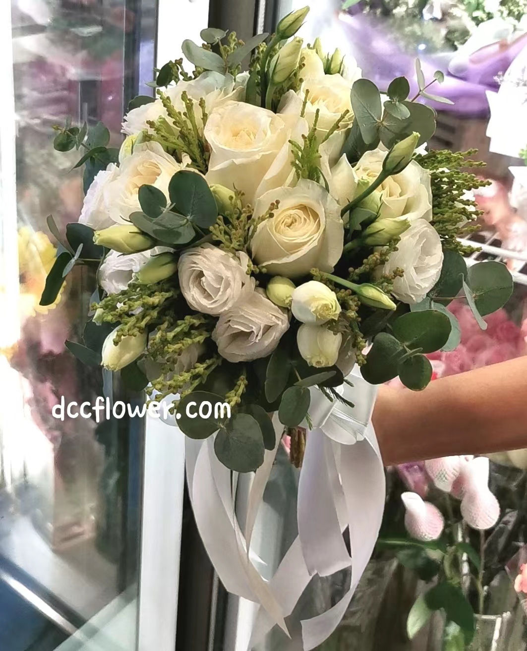 6 White Rose Wedding Posy