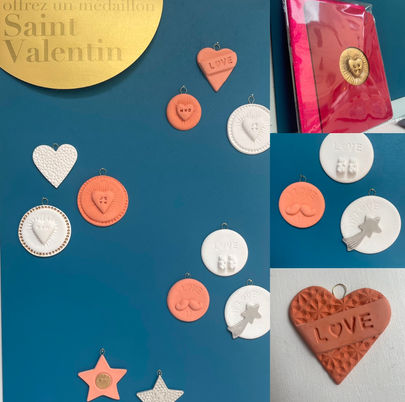 amour Saint Valentin fabriquer un médaillon en argile.
