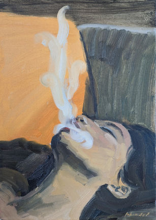 Smoke reclining on the sofa