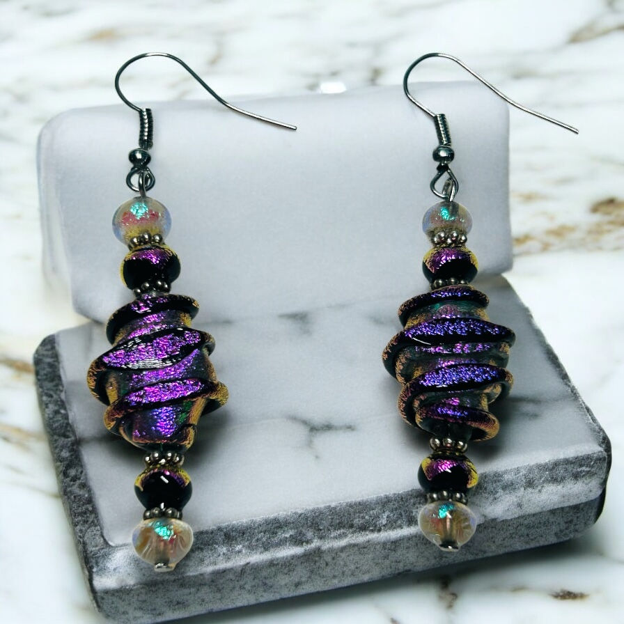 Thumbnail: Bright Crazy Shaped Beaded Necklace With Matching Earrings