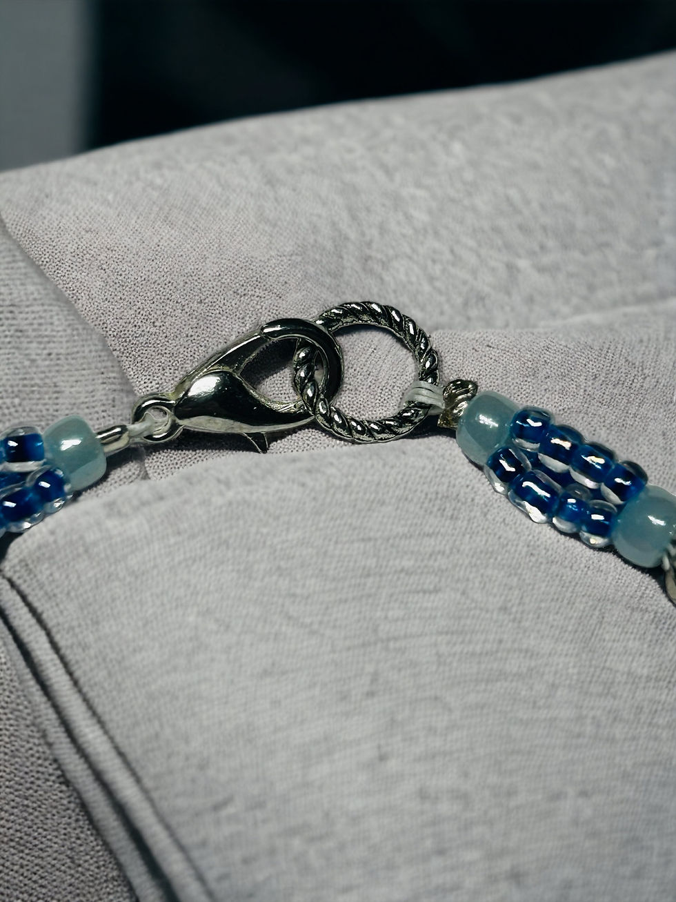 Thumbnail: Blue Beaded Bracelet with Lobster Claw Clasp