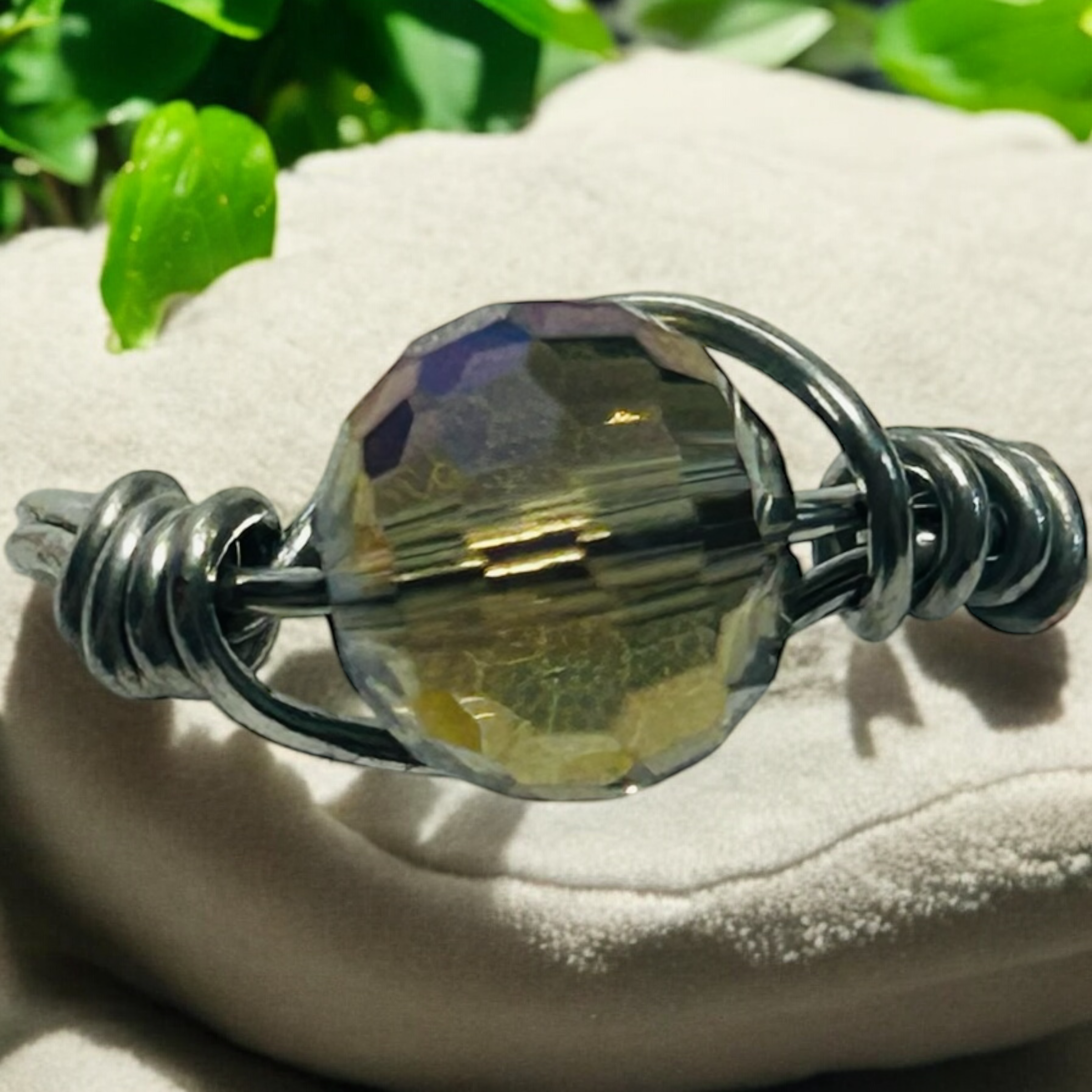 Stunning Faceted Crystal Bead Ring
