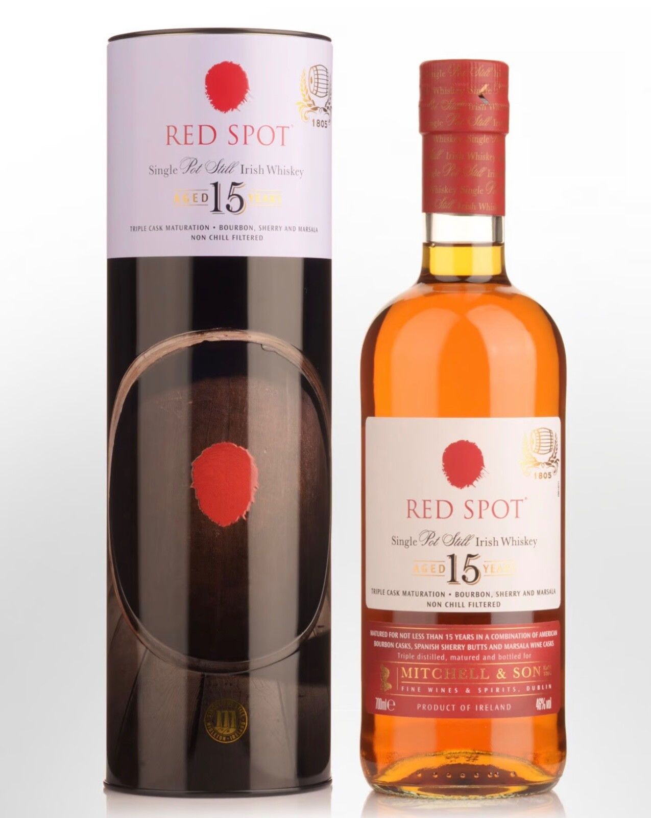 Mitchell & Son Red Spot 15 Year Old Single Pot Irish Whiskey Triple Cask Bourbon