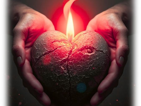 Flame of fire burning in the heart.