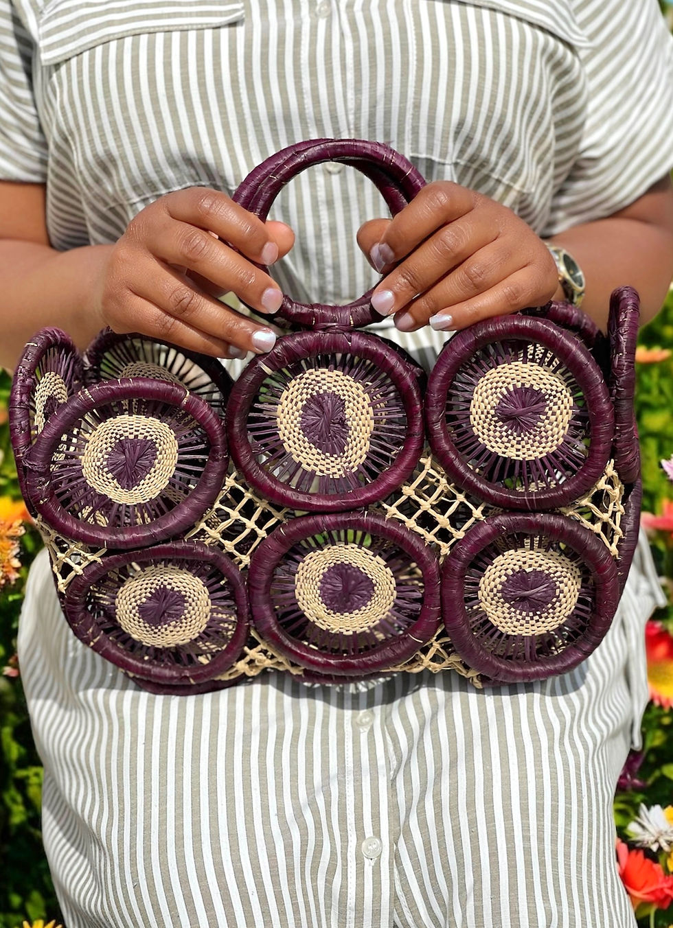 Thumbnail: RAFFIA HOOPS HANDBAG