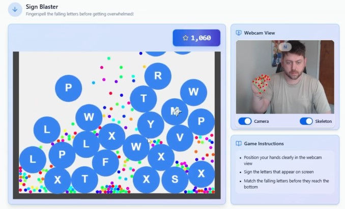 Sign Blaster - Test your reflexes! Fingerspell those falling letters before they overwhelm you.