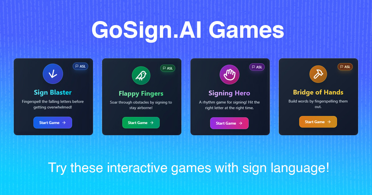 Go Sign Computer Game GoSign.AI Games Hub - Now Live! 🎮