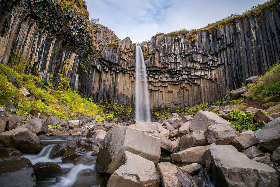 Cascade Svartifoss à Skaftafell et Orgues Basaltiques en Islande