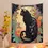 Thumbnail: Black Cat Tapestry Wall Hanging Rose and Sunbeam Art Nouveau