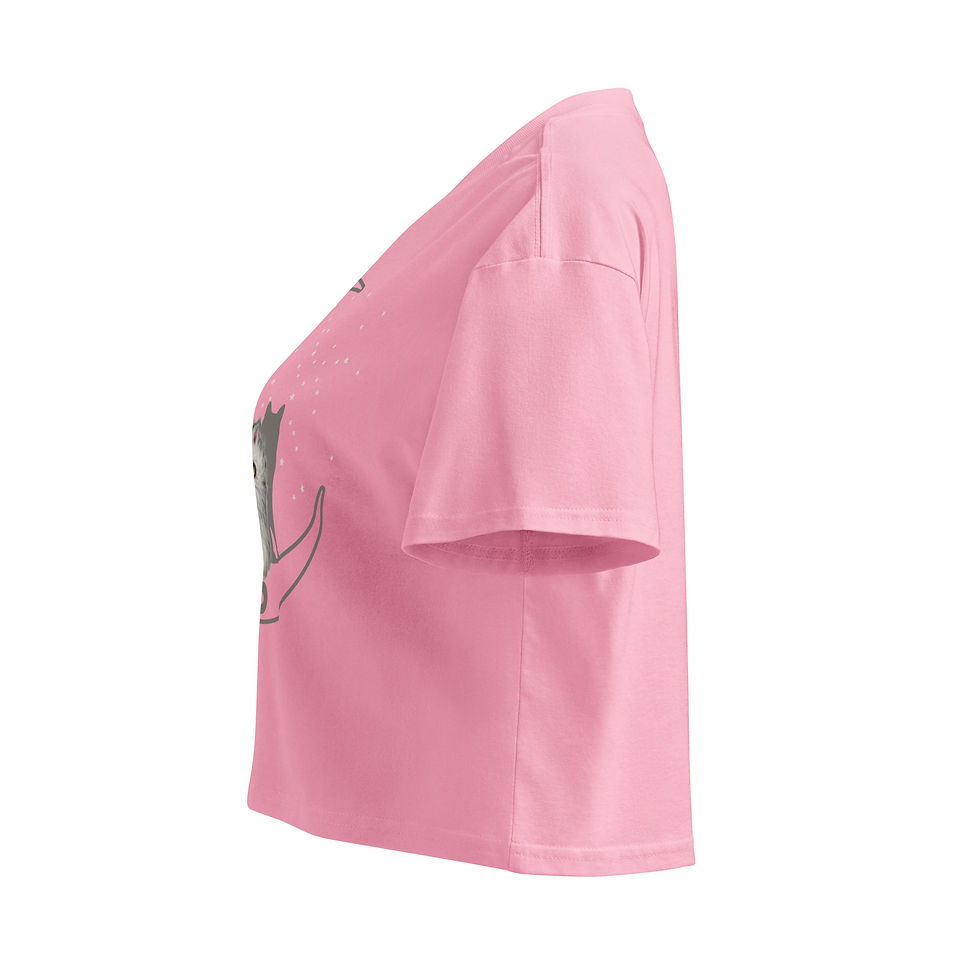 Thumbnail: Kitty Napped- pinks with grey- Women’s crop top