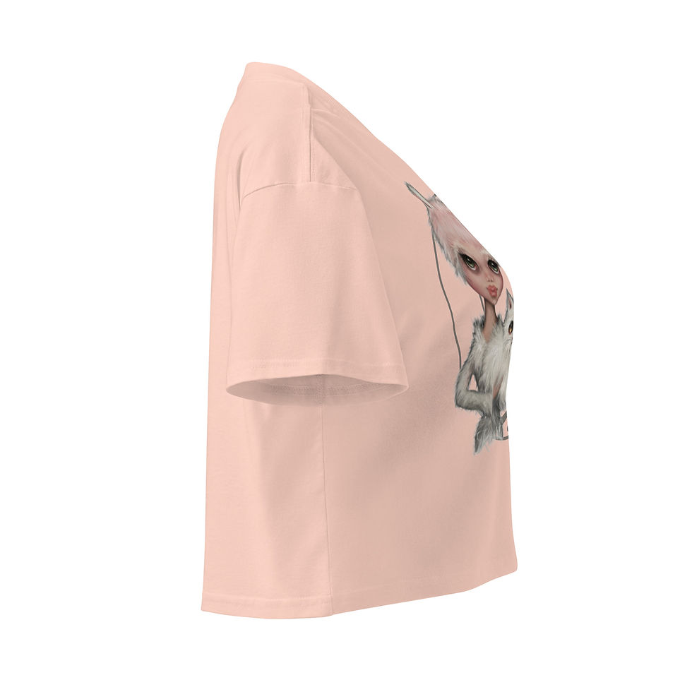 Thumbnail: Kitty Napped- pinks with grey- Women’s crop top
