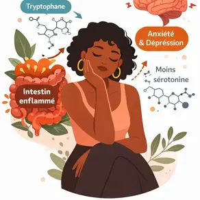 Illustration femme concernée par la dépression et anxiété et le vol du tryptophane