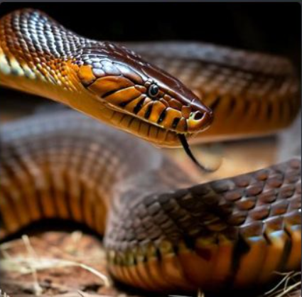 Taipan snake poised ready to strike