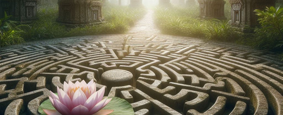 Lotus FLower with maze in Jungle - My Approach to Therapy Page Image for CARRIE MCMAHON, MA, LPCC Counseling & Psychotherapy