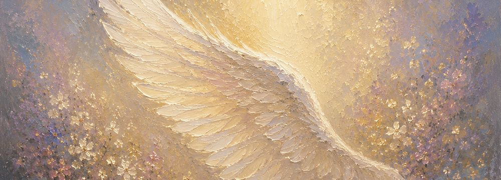 Angel wing with golden light