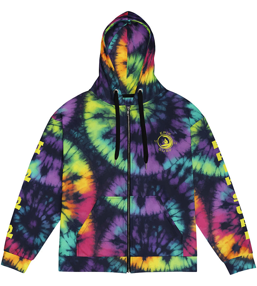 PURPLE TIE DYE ZIPPER HOODIE | 1222 Epik Surf