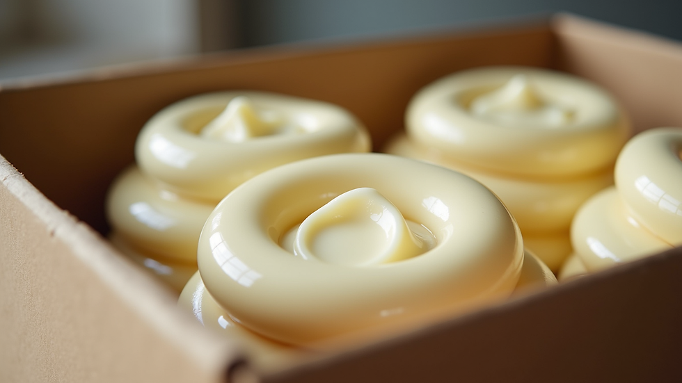 Close-up view of cream chargers neatly packed in a delivery box