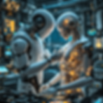 A robot fixing another robot in a lab