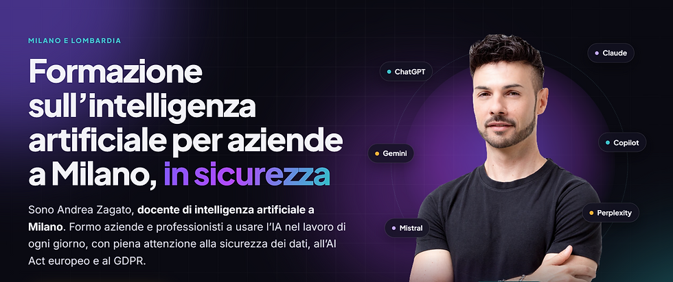 Andrea Zagato docente intelligenza artificiale - Claude, ChatGPT, Gemini, Perplexity, Mistral, Copilot