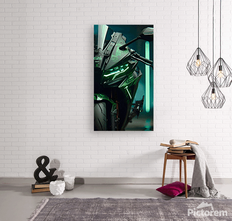 ランニングマン！キャンバスアート Kawasaki Ninja H2| Neon Light Painting | Odd Products