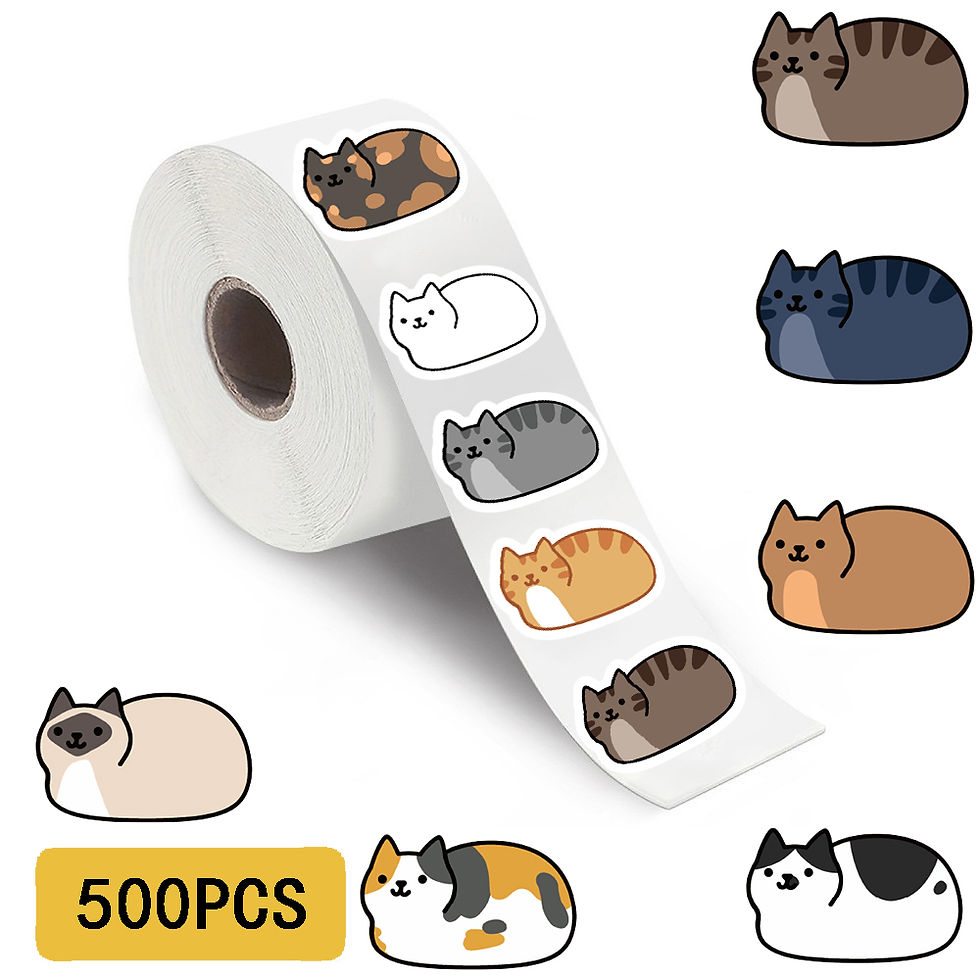 Thumbnail: 500PCS Kawaii Cartoon Cat Tuo Tuo Roll Stickers Skateboard Laptop Luggage