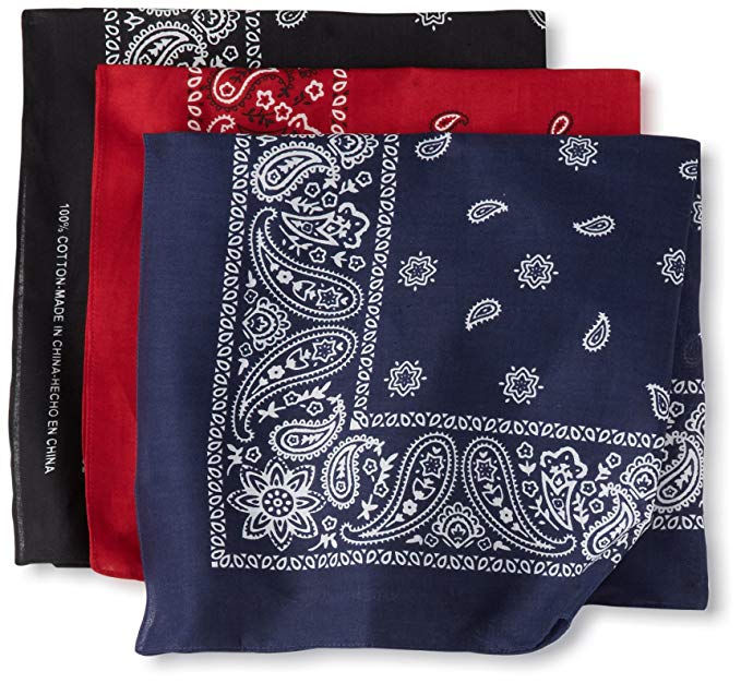 Thumbnail: 55x55cm Fashion Hip Hop 100% Cotton Bandana Square Scarf Cowboy Cashew Black Red