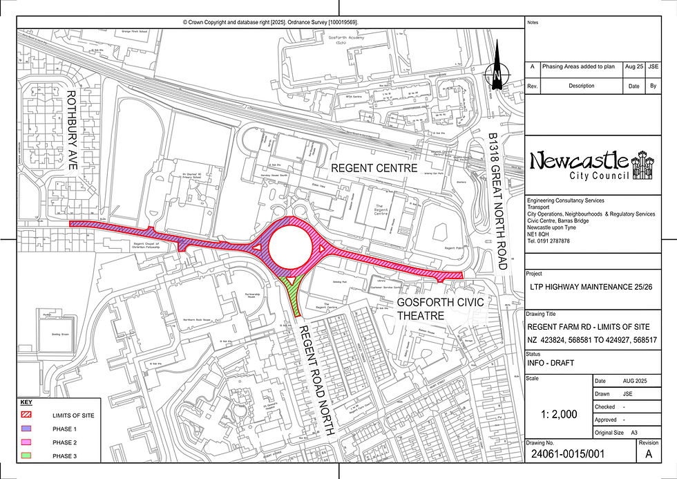 Road resurfacing on Regent Farm Road