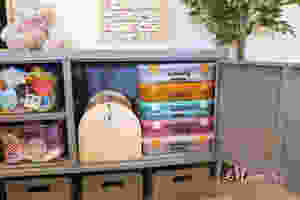 IKEA PS TV cabinet recycled to toy storage hack