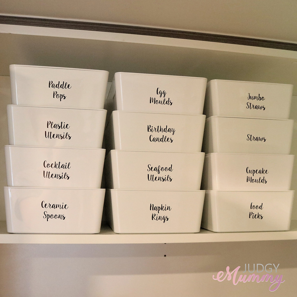 Containers from Ikea and labels from Little Label Co
